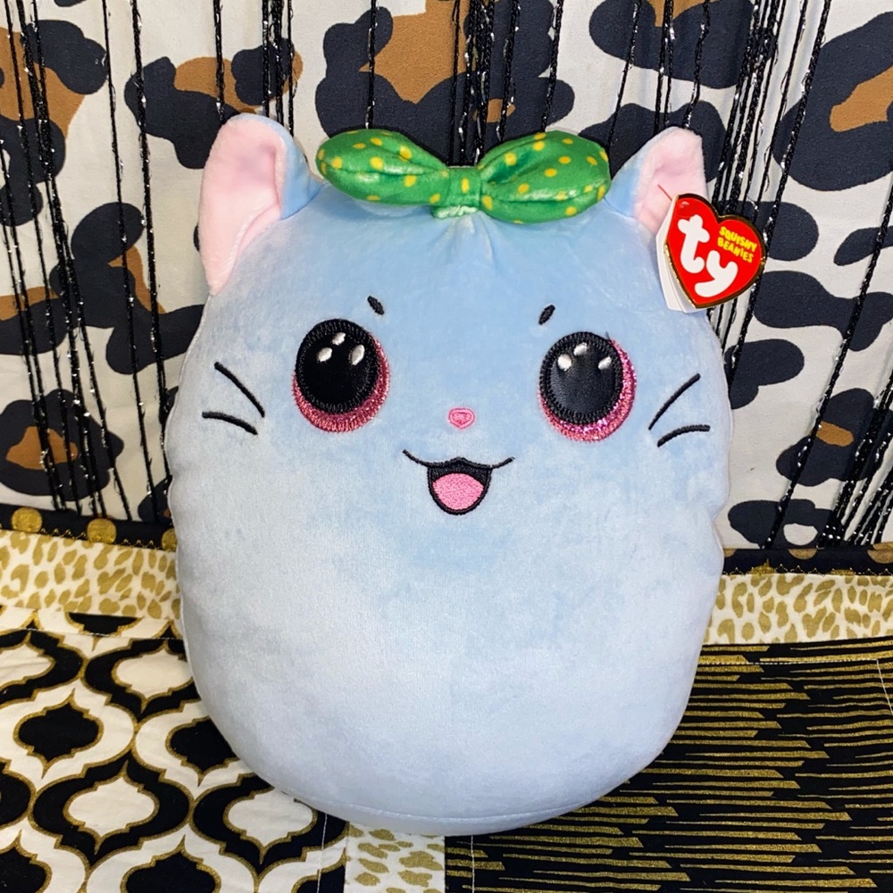 TY SQUISH A BOOS KIRRA THE BLUE CAT PLUSH PILLOW TOY